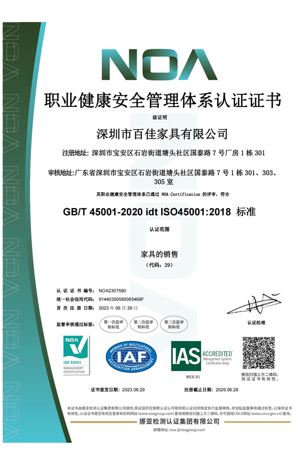  Occupational Health and Safety Management System Certificate